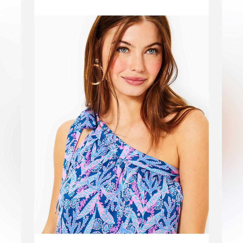 Lilly Pulitzer BEXLER ONE SHOULDER TOP, BARTON BLUE & LUXLETIC AILA SKORT. Sm/10